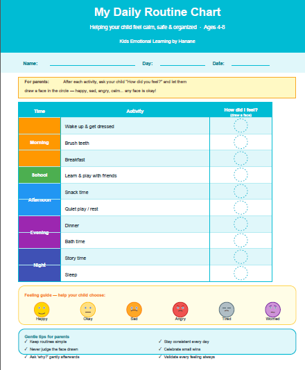 Daily Routine Chart printable